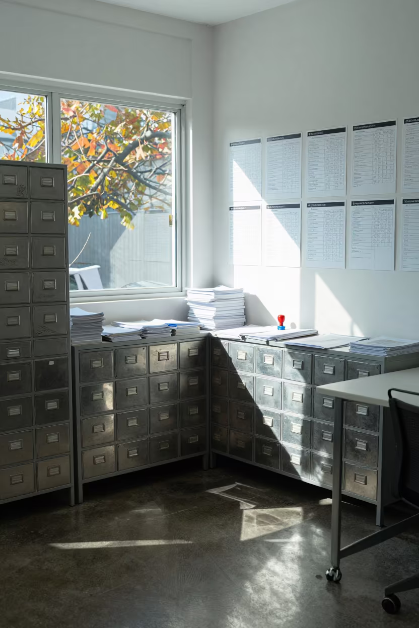 Notary Seal Drawer in Cape Town Office Bay in inside an open-plan office bay in Woodstock, Cape Town