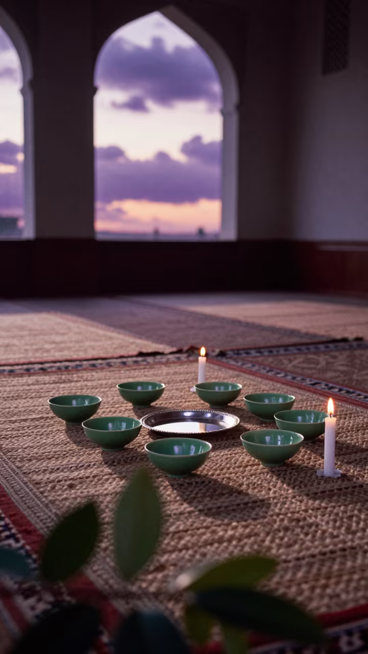 Nowruz Haft-sin Table Sunset Prayer Hall in in a prayer hall near Eluru