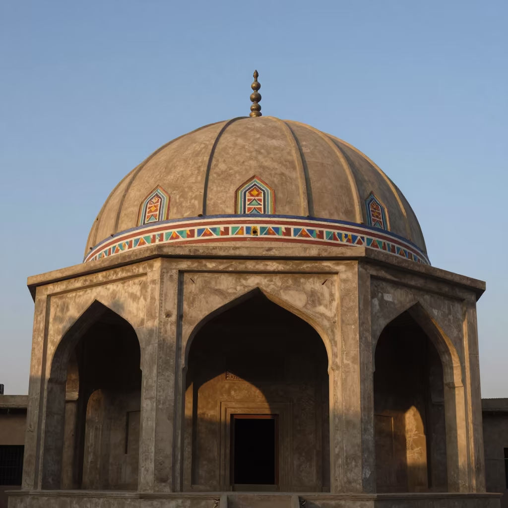 Nubian Dome Ribbed Lobby Dawn Chakwal in inside a ribbed concrete lobby in Chakwal