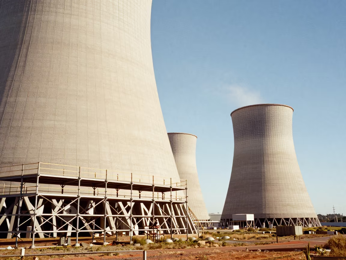 Nuclear Dome Steel Scaffold Late Afternoon Light in on a scaffold platform near Port Elizabeth