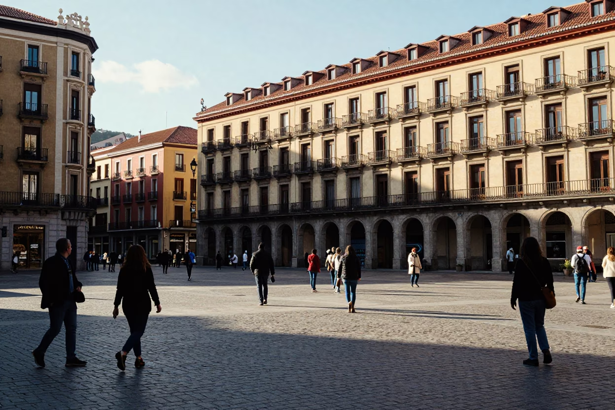 Nueva Square in Bilbao at The Early Afternoon Light in in Bilbao, Spain