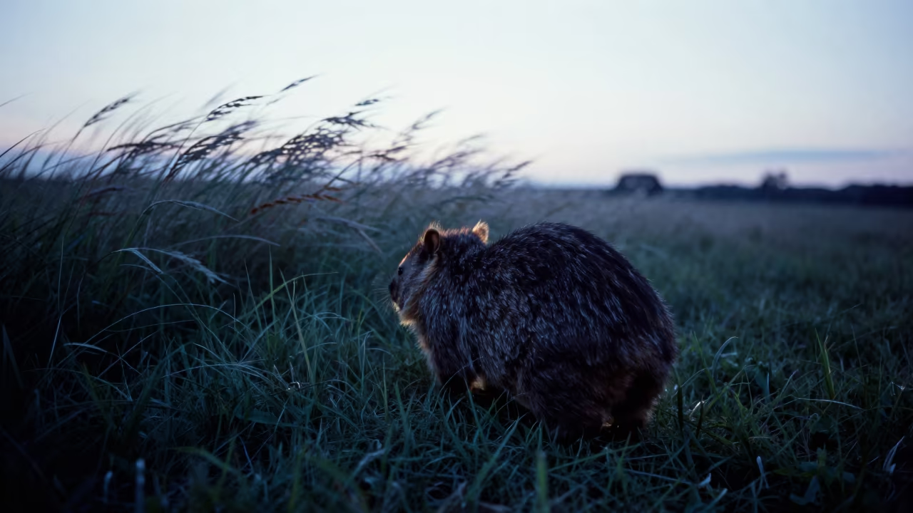 Numbat Foraging Before Sunrise in Moldovan Shadows in near Chișinău