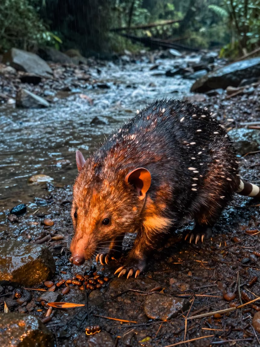 Numbat Foraging Near Haiphong Stream in above a glacial stream near Haiphong