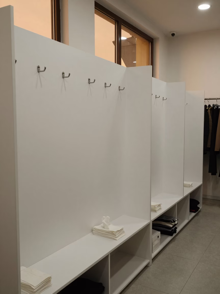 Numbered Hooks and Tissue in Isfahan Fitting Room in inside a stockroom behind the sales floor in Isfahan