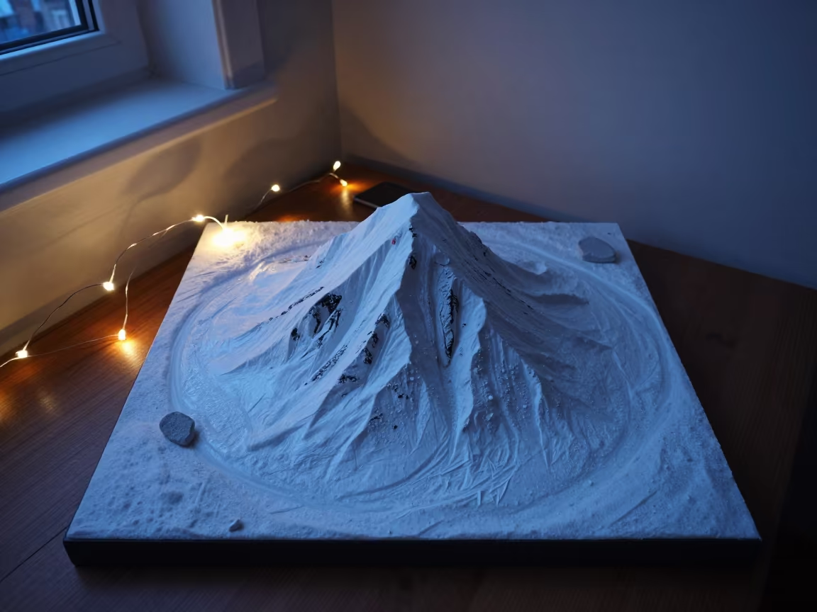 Nunatak Peak Model on Oslo Desk in on a writing desk in Oslo
