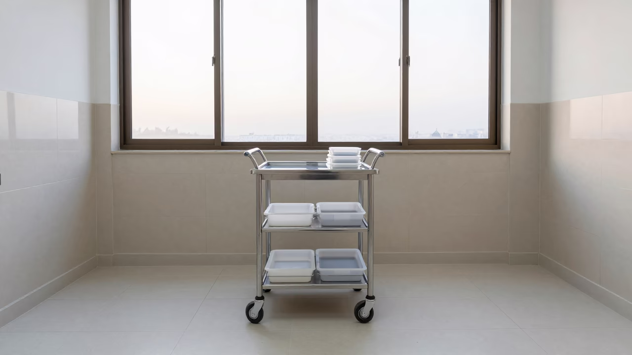 Nurse Medication Cart in Beirut Corridor in in a surgical prep area in Beirut