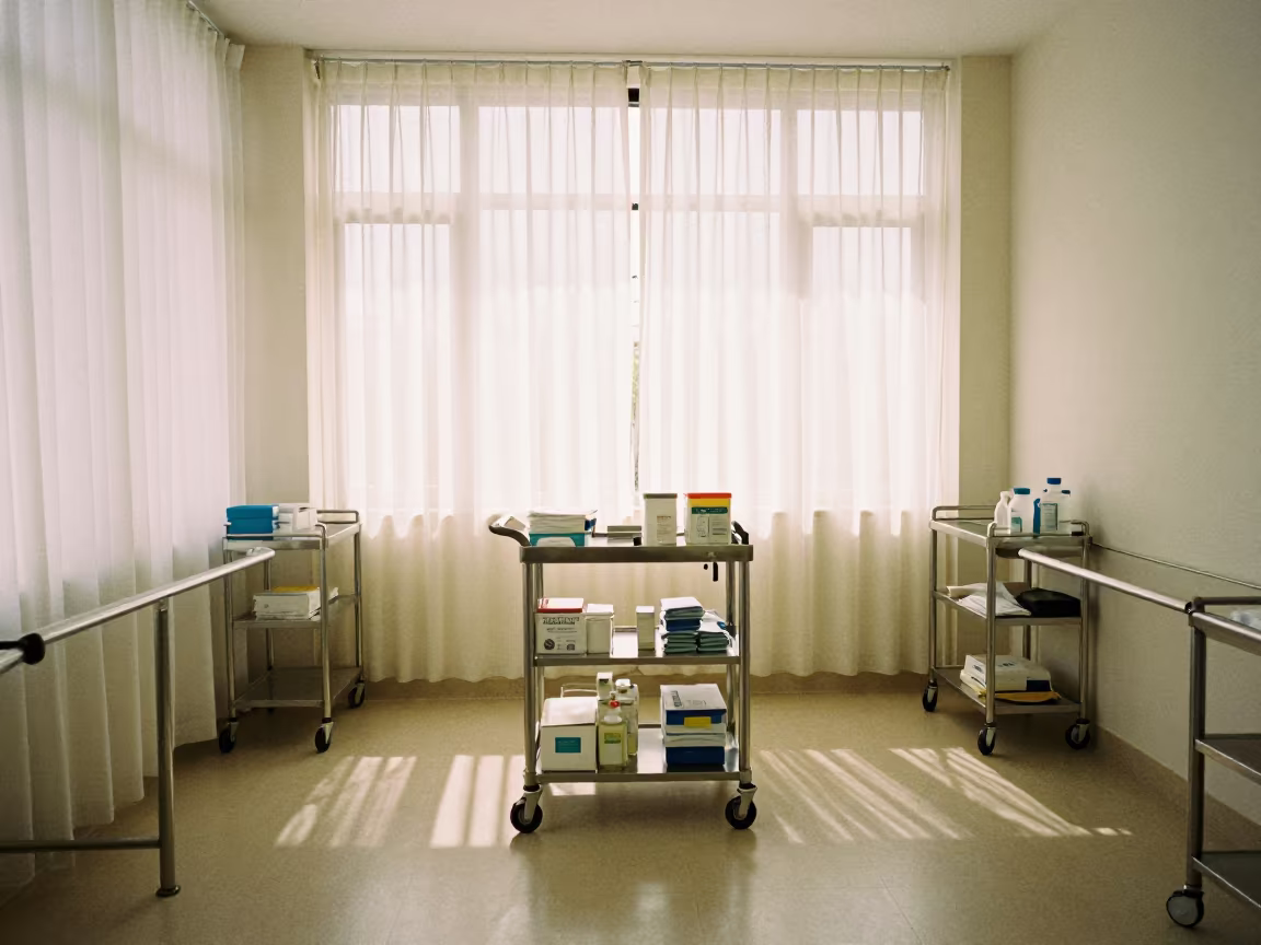 Nurse Medication Cart Dawn Light Rehabilitation Gym in inside a rehabilitation gym in Ajloun