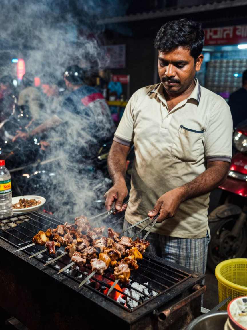 Nyama Choma at Late At Night Light in Mumbai in in Mumbai, India