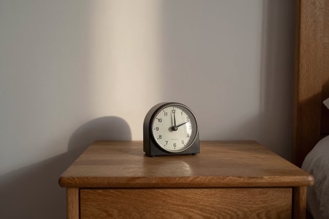 Oak Side Table Kitchen Timer Late Morning in on a bedside table in The Hague