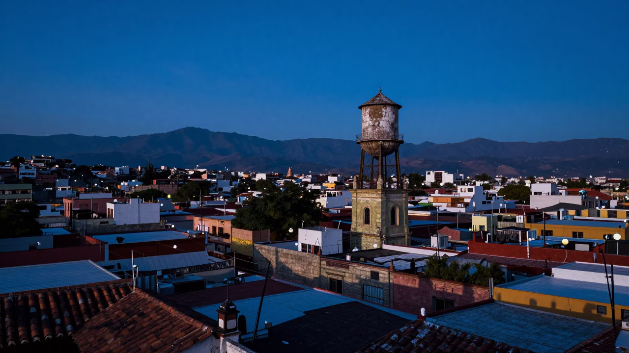 Oaxaca City at The Last Blue Light Of Evening in in Oaxaca, Mexico