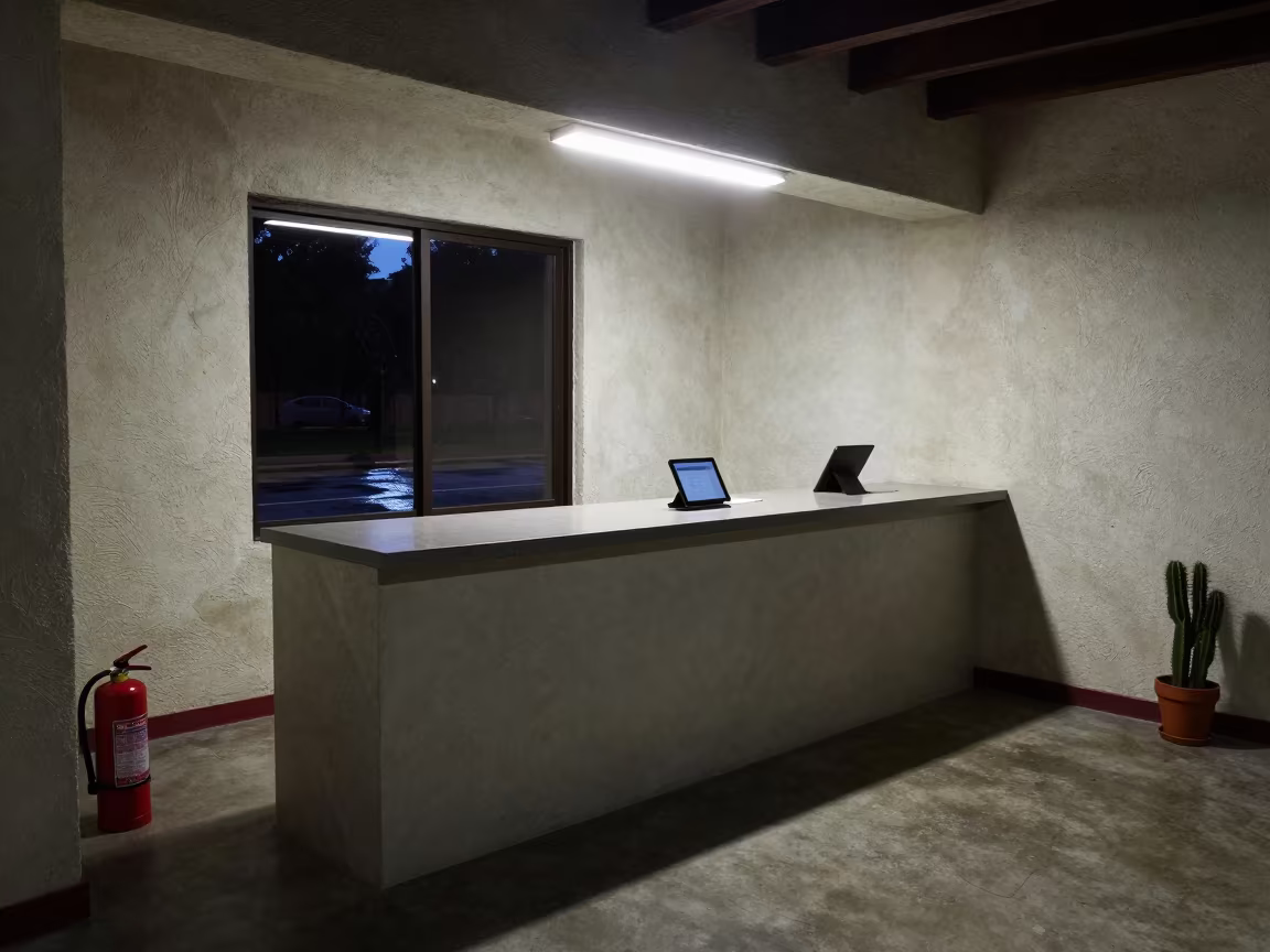 Oaxaca Gym Check-In Tablet Stand in at a gym check-in desk near Oaxaca