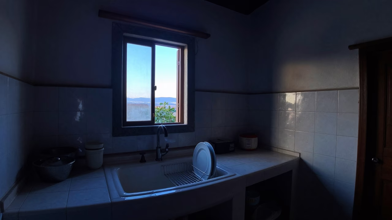 Oaxaca Kitchen Interior at Sunrise Light in in Oaxaca, Mexico