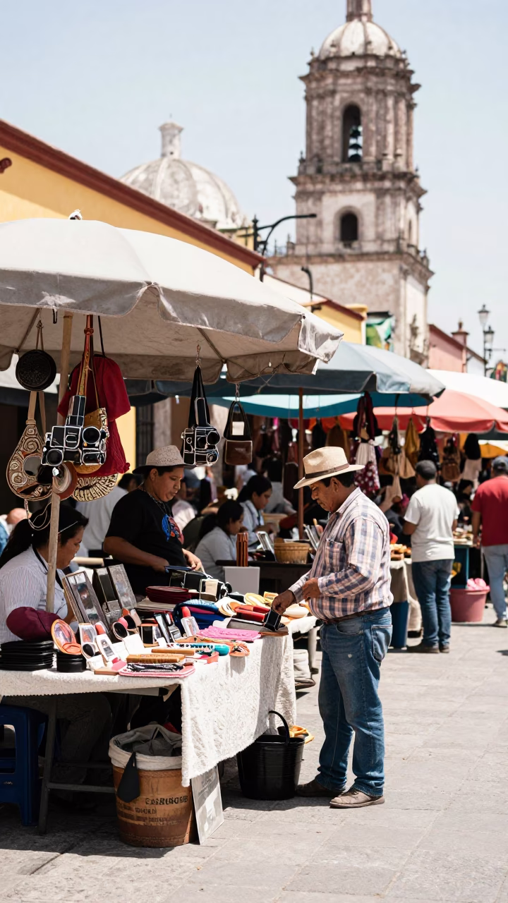 Oaxaca Market Scene at The Flat Glare Of Noon Light in in Oaxaca, Mexico