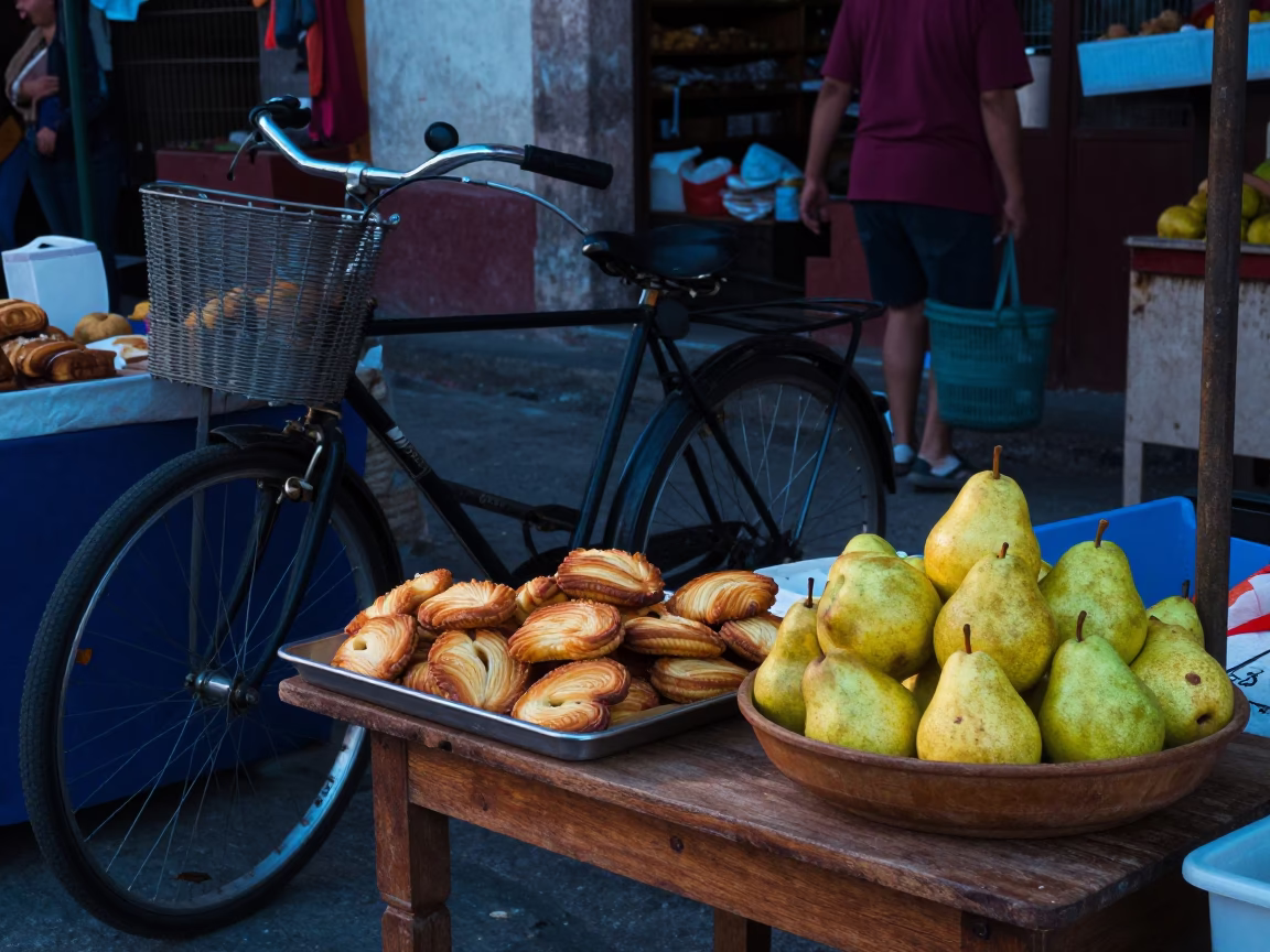 Oaxaca Market Stall at Sunrise Light in in Oaxaca, Mexico
