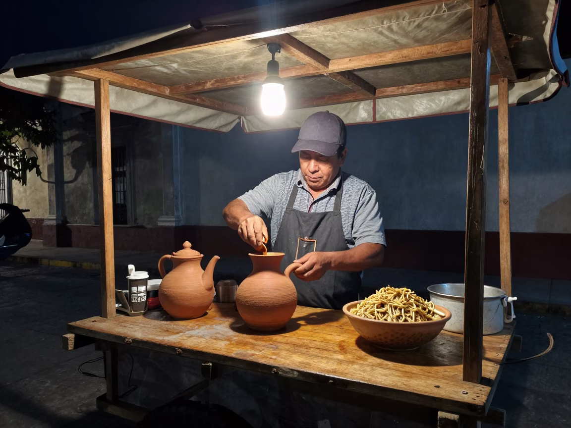 Oaxaca Night Market at The Deepest Night Sky Light in in Oaxaca, Mexico