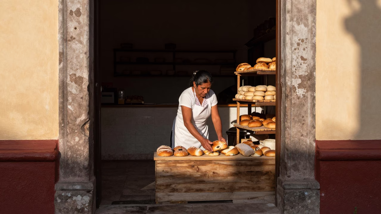 Oaxaca Oaxacan Bakery at As First Light Reaches The Scene in in Oaxaca, Mexico