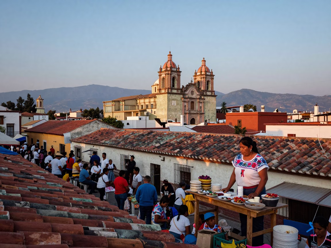Oaxacan Market Morning Light and Local Commerce in Mexico in in Oaxaca, Mexico