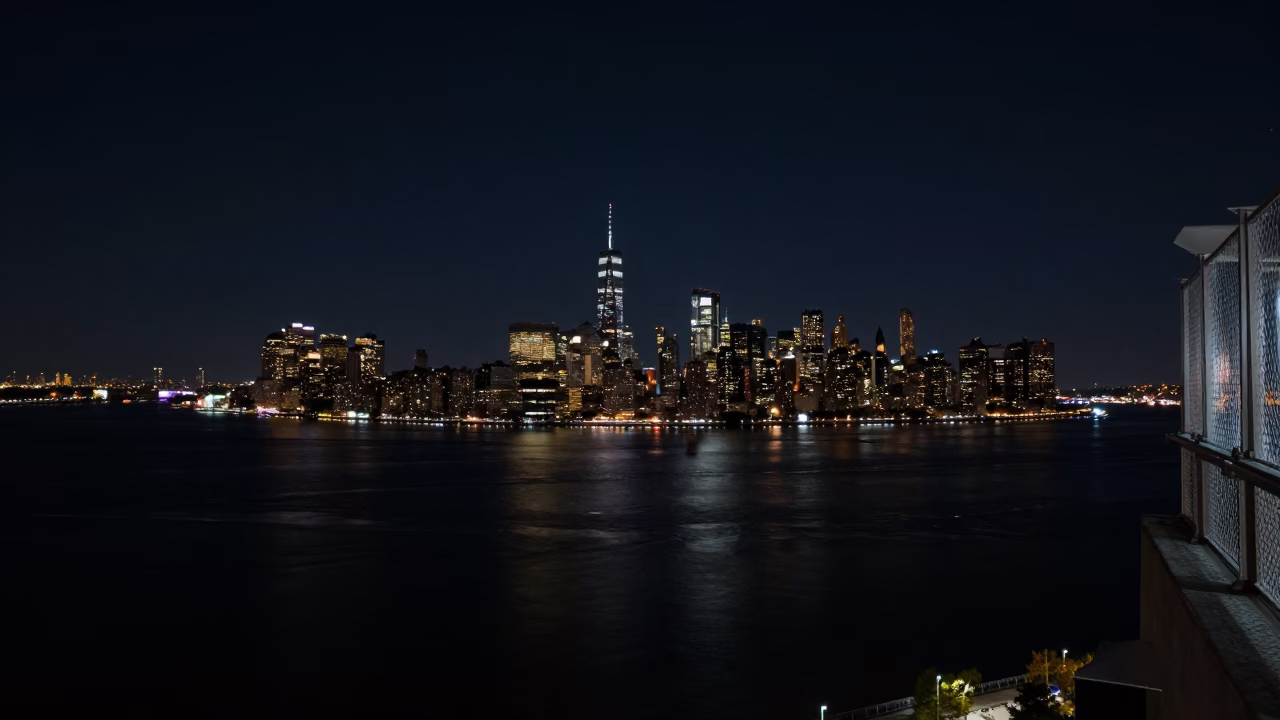 Observation Deck in New York at Midnight Light in in New York, New York, United States