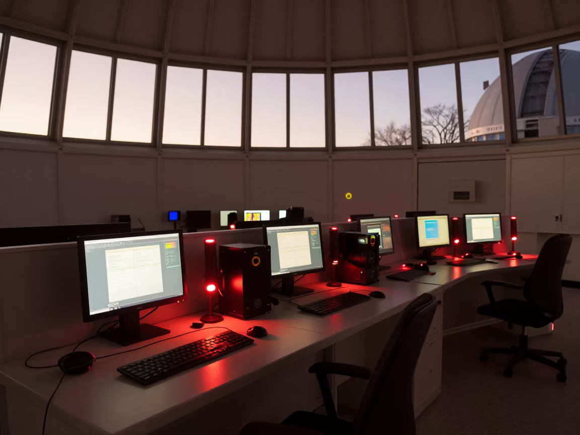 Observatory Control Room with Red Task Lights in at an engineering workbench in Halifax