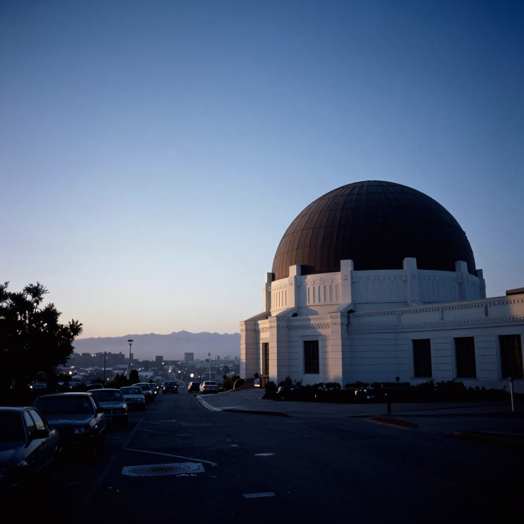 Observatory Dome in Los Angeles at Sunrise Light in in Los Angeles, California, United States
