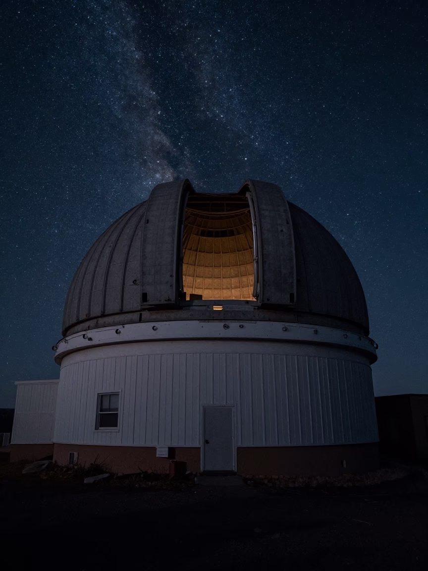 Observatory Dome in Santa Fe at The Deepest Night Sky Light in in Santa Fe, New Mexico, United States