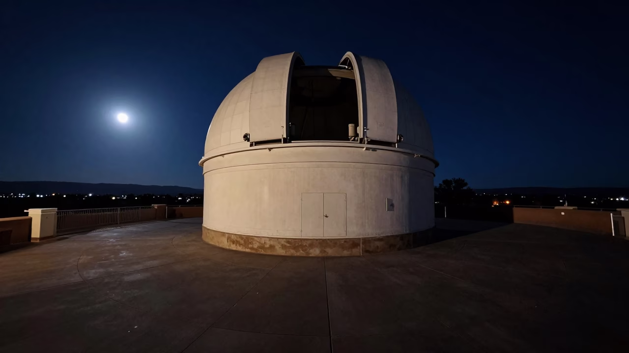 Observatory Dome Threshold Scattered in Santa Fe at Midnight Light in in Santa Fe, New Mexico, United States