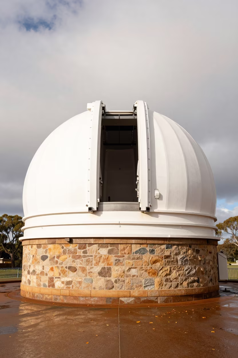 Observatory Dome Under Dramatic Autumn Clouds in beside an observatory dome in South Australia