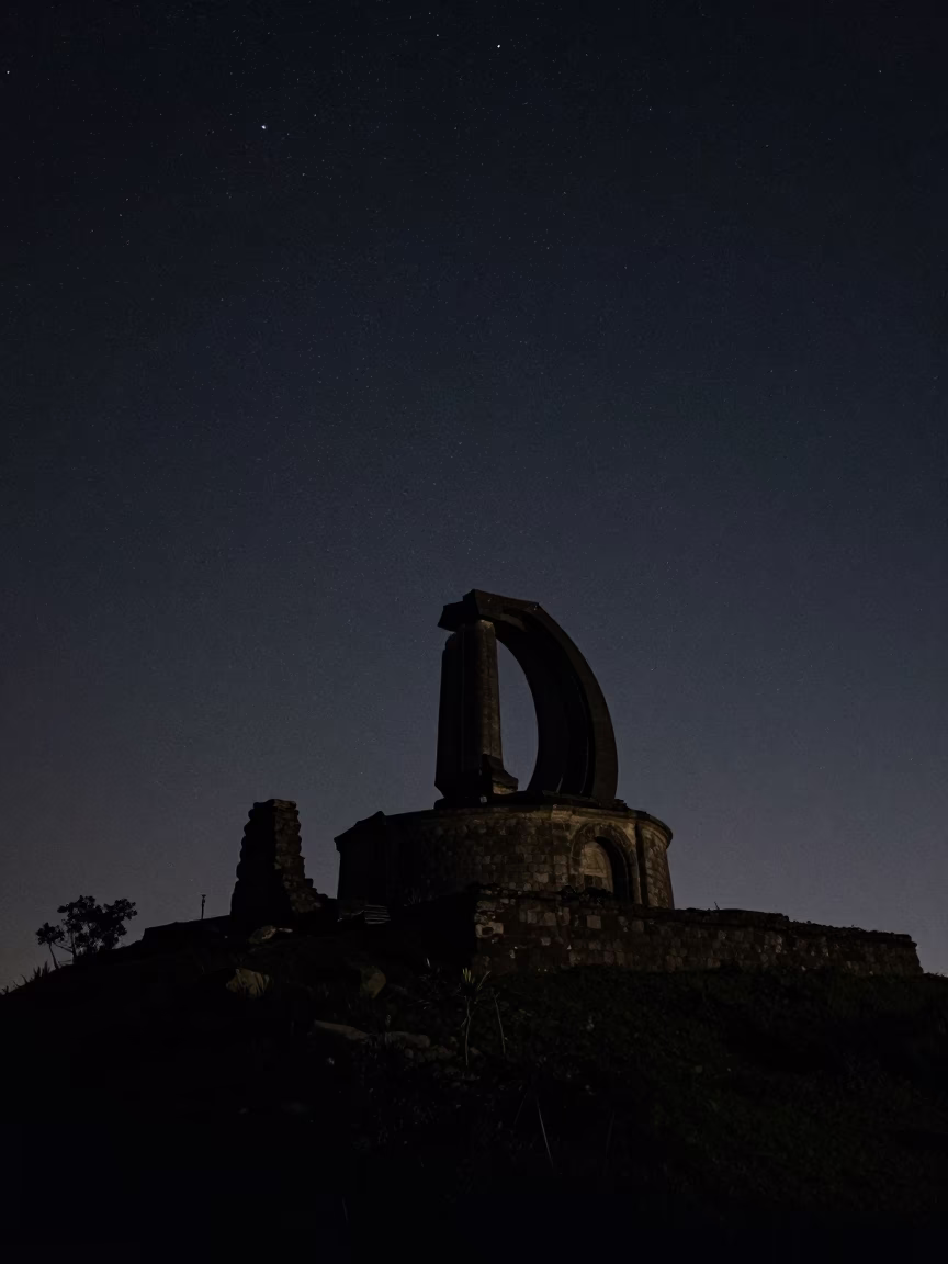 Observatory Ruins in Lima at Deep In The Night Light in in Lima, Peru