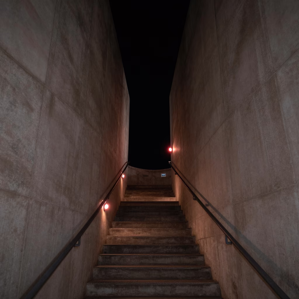 Observatory Stairwell in Hobart at Deep In The Night Light in in Hobart, Tasmania, Australia