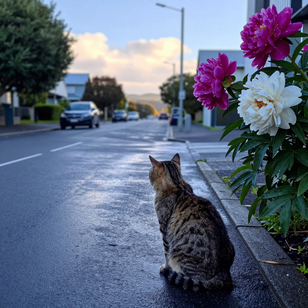 Observing Peonies in Christchurch in in Christchurch, New Zealand