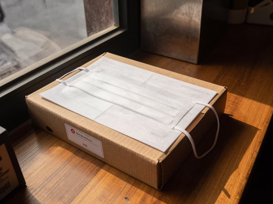 Occupational Mask Card Box on Jinli Cafe Table in on a cafe table by a window in Jinli, Chengdu