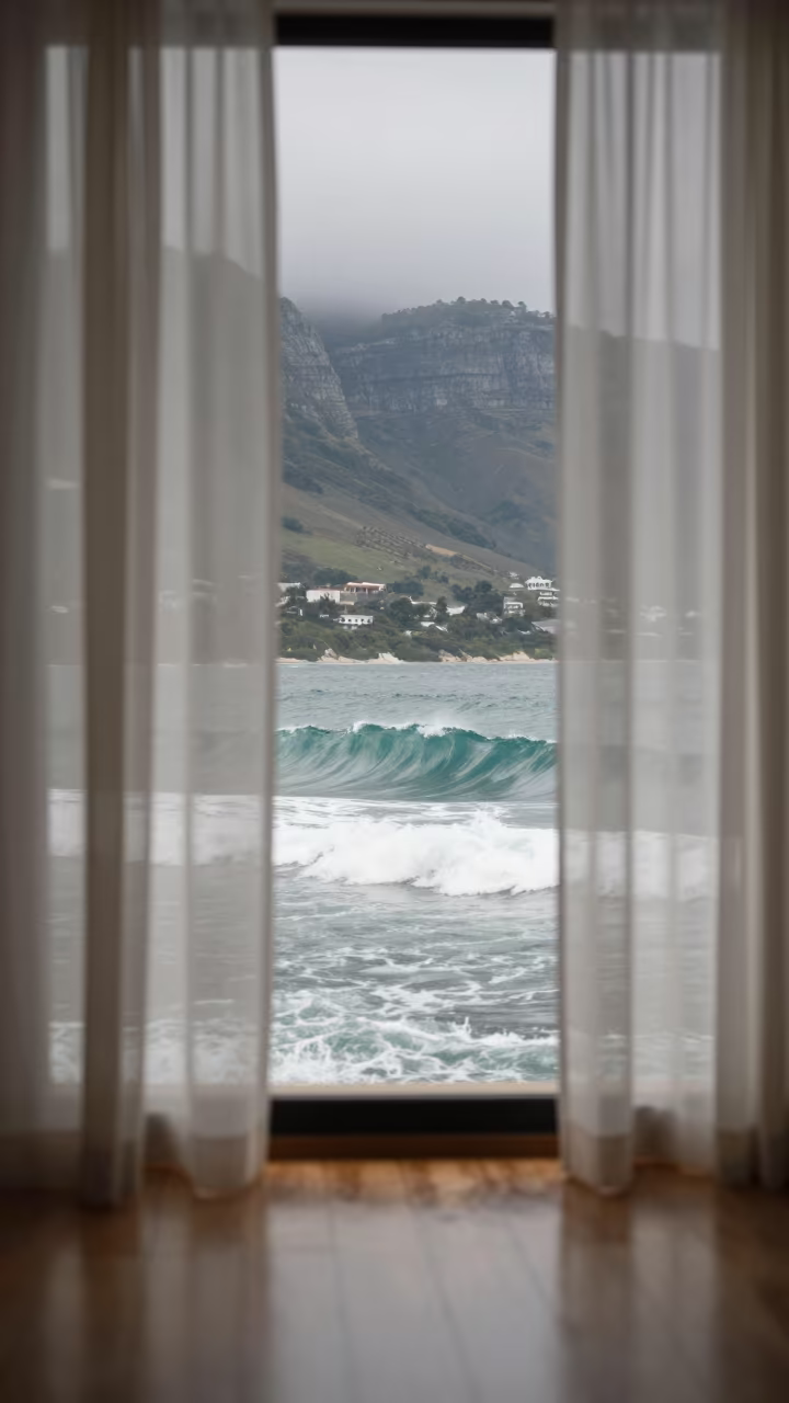 Ocean Waves Over Forest Canopy Double Exposure in near Cape Town