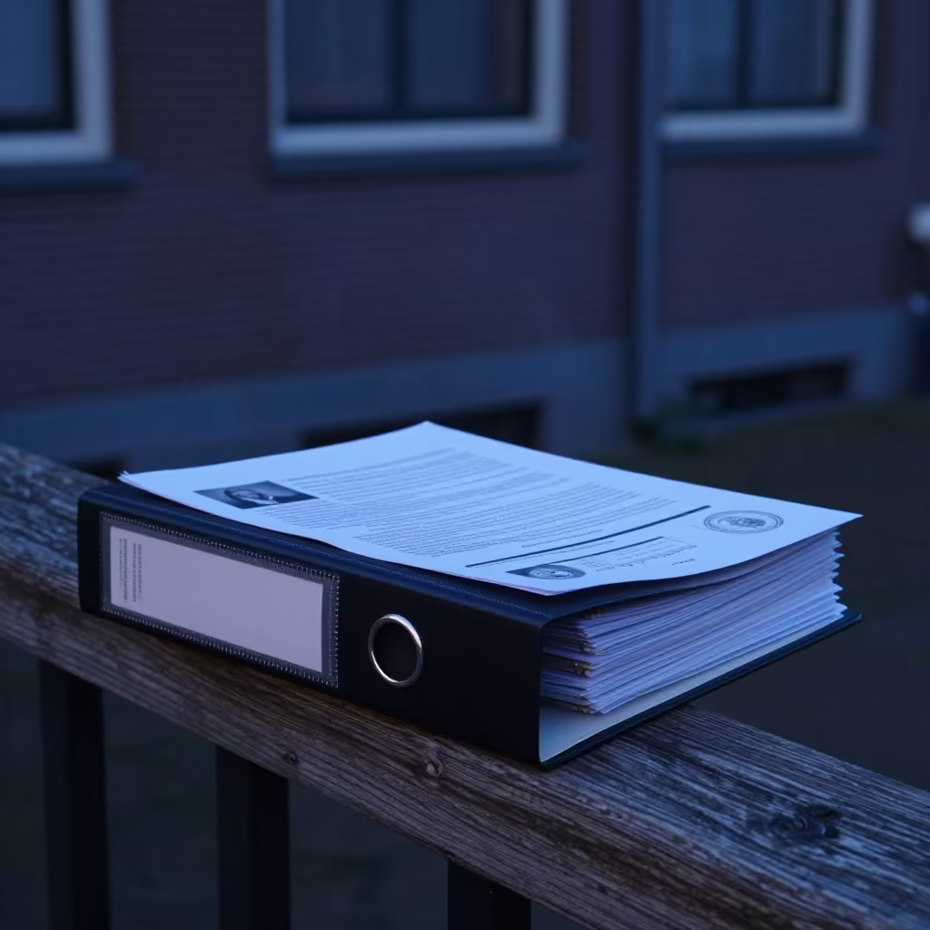 Office Audit Binder on Utrecht Pier Railing in on a pier railing in Utrecht