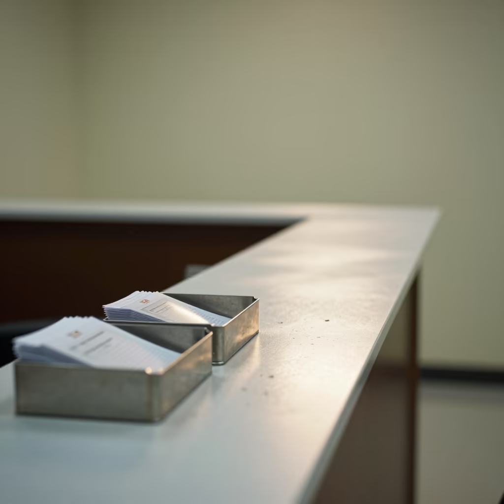 Office Badge Return Tray Sokoto Reception in at an office reception desk near Sokoto