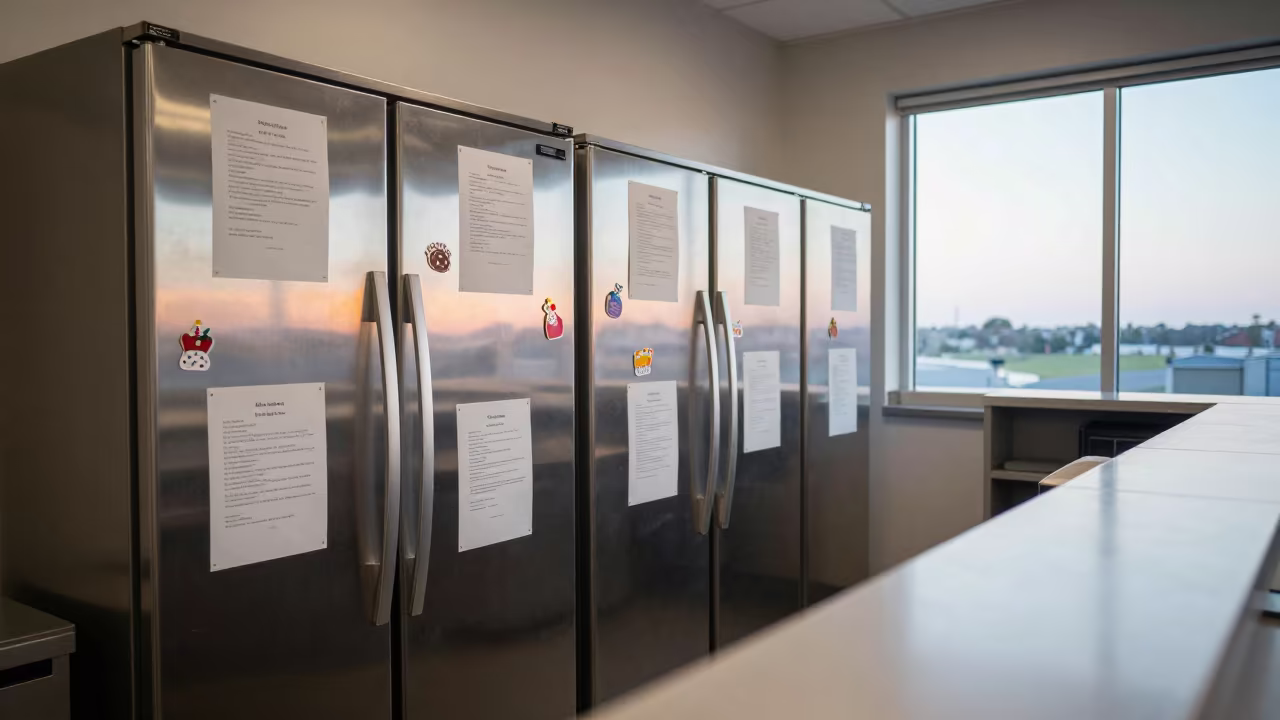 Office Break Room Fridge Near Newport in at an office reception desk near Newport