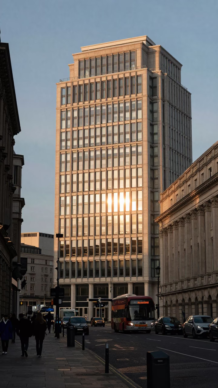 Office Building in Liverpool at The Late Afternoon Light in in Liverpool, United Kingdom