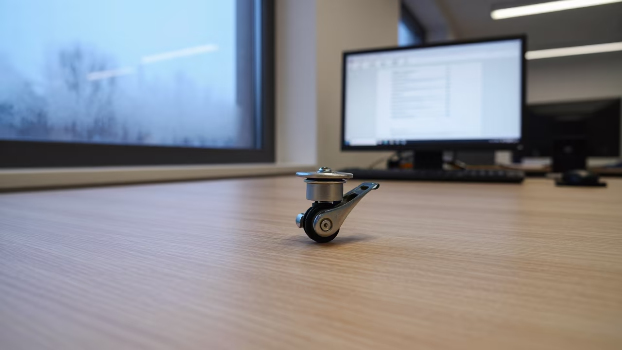 Office Chair Caster Kit on Desk in inside a coworking floor near Lodz