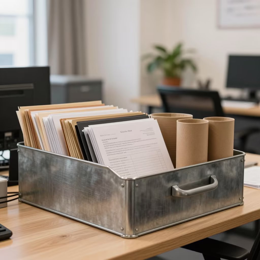 Office Mailer Tray with Folders in Coworking Space in inside a coworking floor in Carlos Manuel de Céspedes