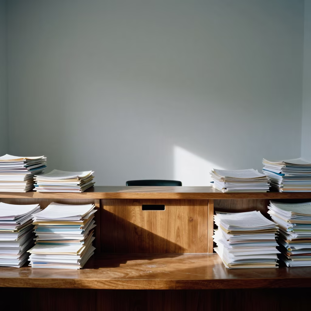 Office Reception Desk with Proxy Count Drawer Midday in at an office reception desk in Villa Nueva