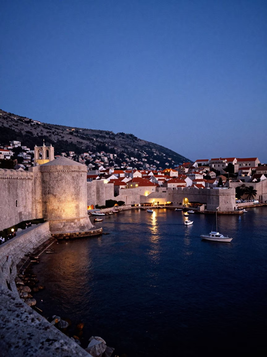 Old City Walls And Harbor in Dubrovnik in in Dubrovnik, Croatia