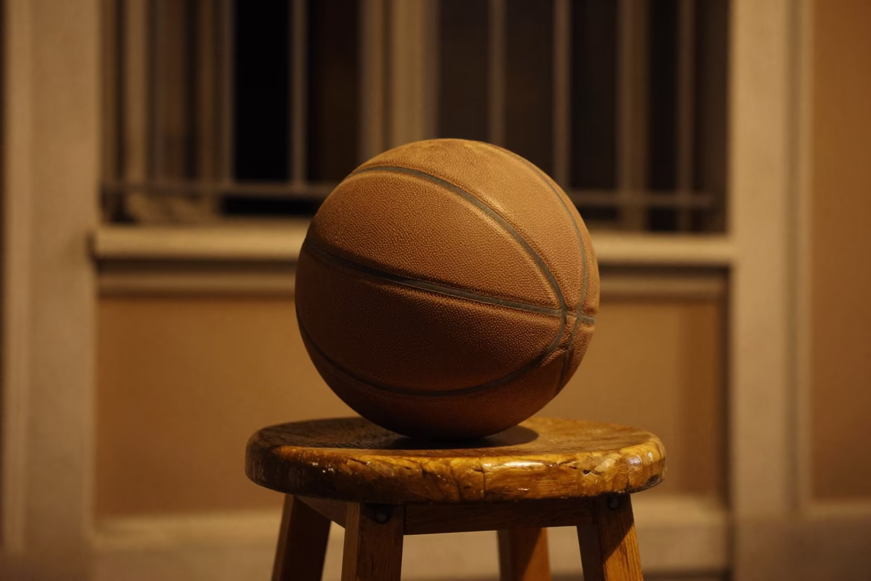 Old Leather Basketball in Rome in in Rome, Italy