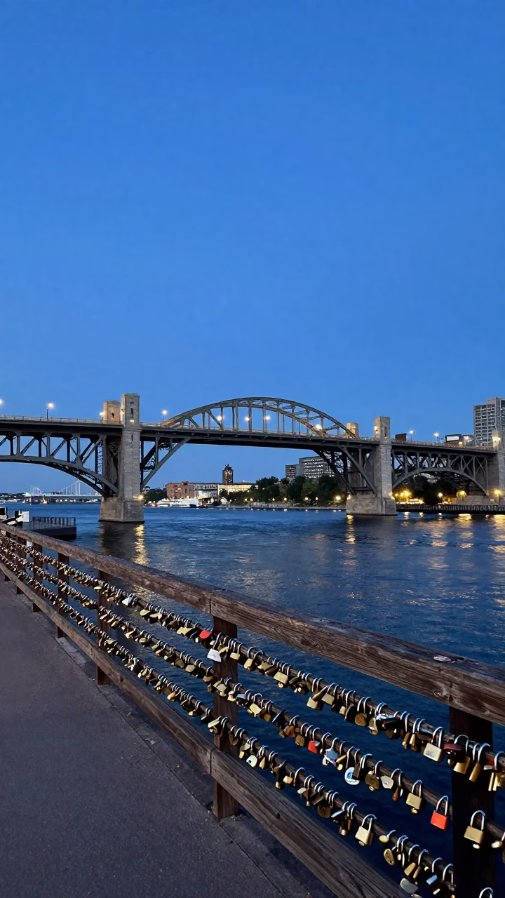 Old Port Bridge at Blue Hour in Montreal in in Montreal, Quebec, Canada