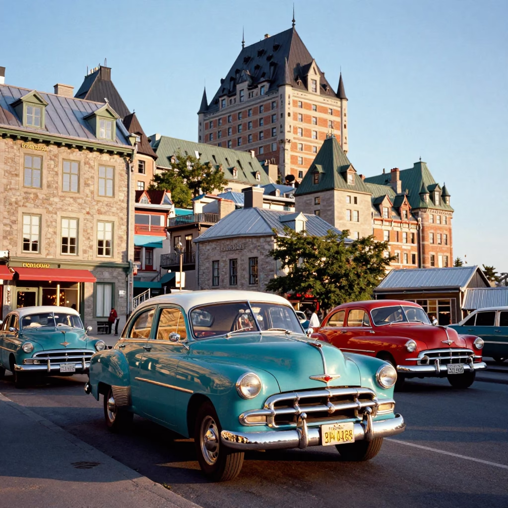 Old Port in Quebec City at Clear Late-afternoon Light in in Quebec City, Quebec, Canada