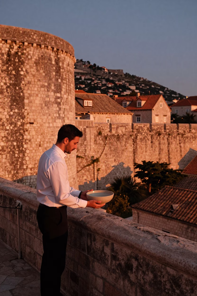 Old Town at Copper-toned Light Before Dusk in Dubrovnik in in Dubrovnik, Croatia