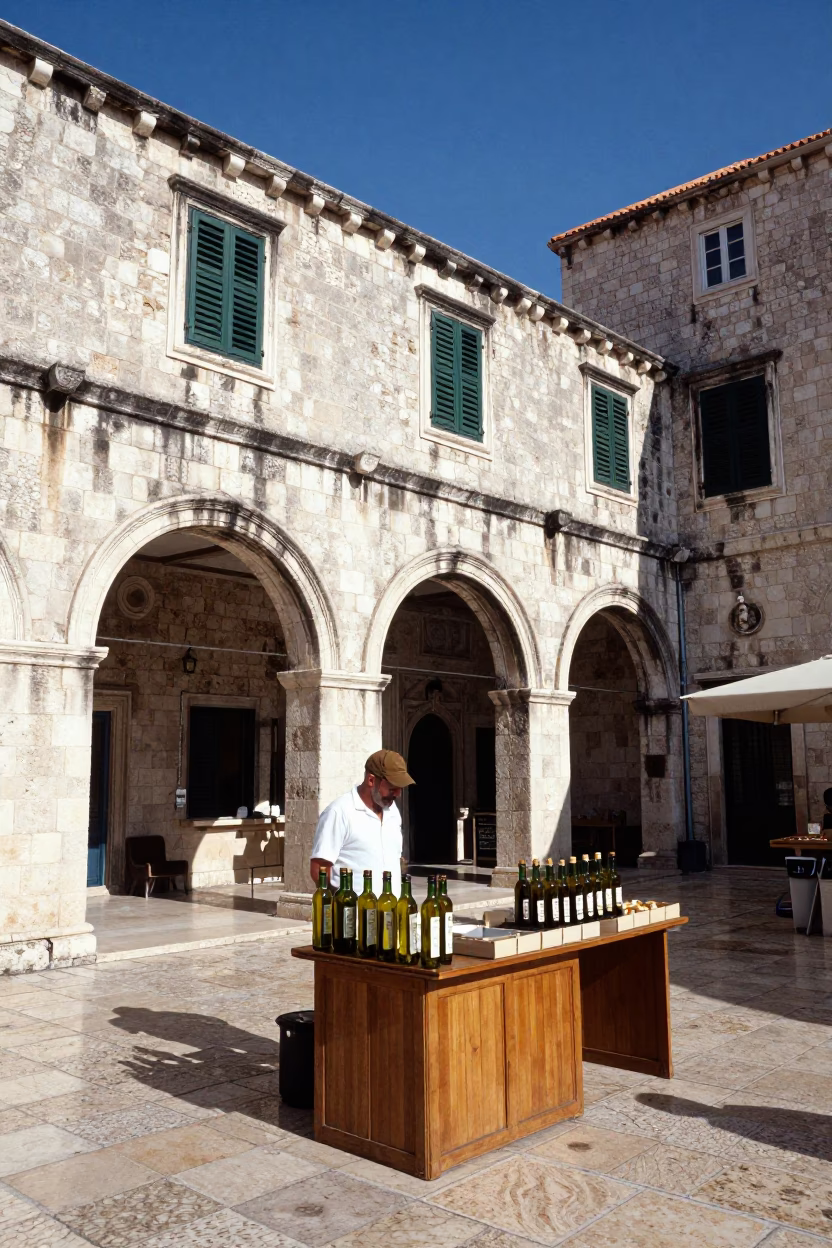 Old Town at The Flat Glare Of Noon Light in Dubrovnik in in Dubrovnik, Croatia