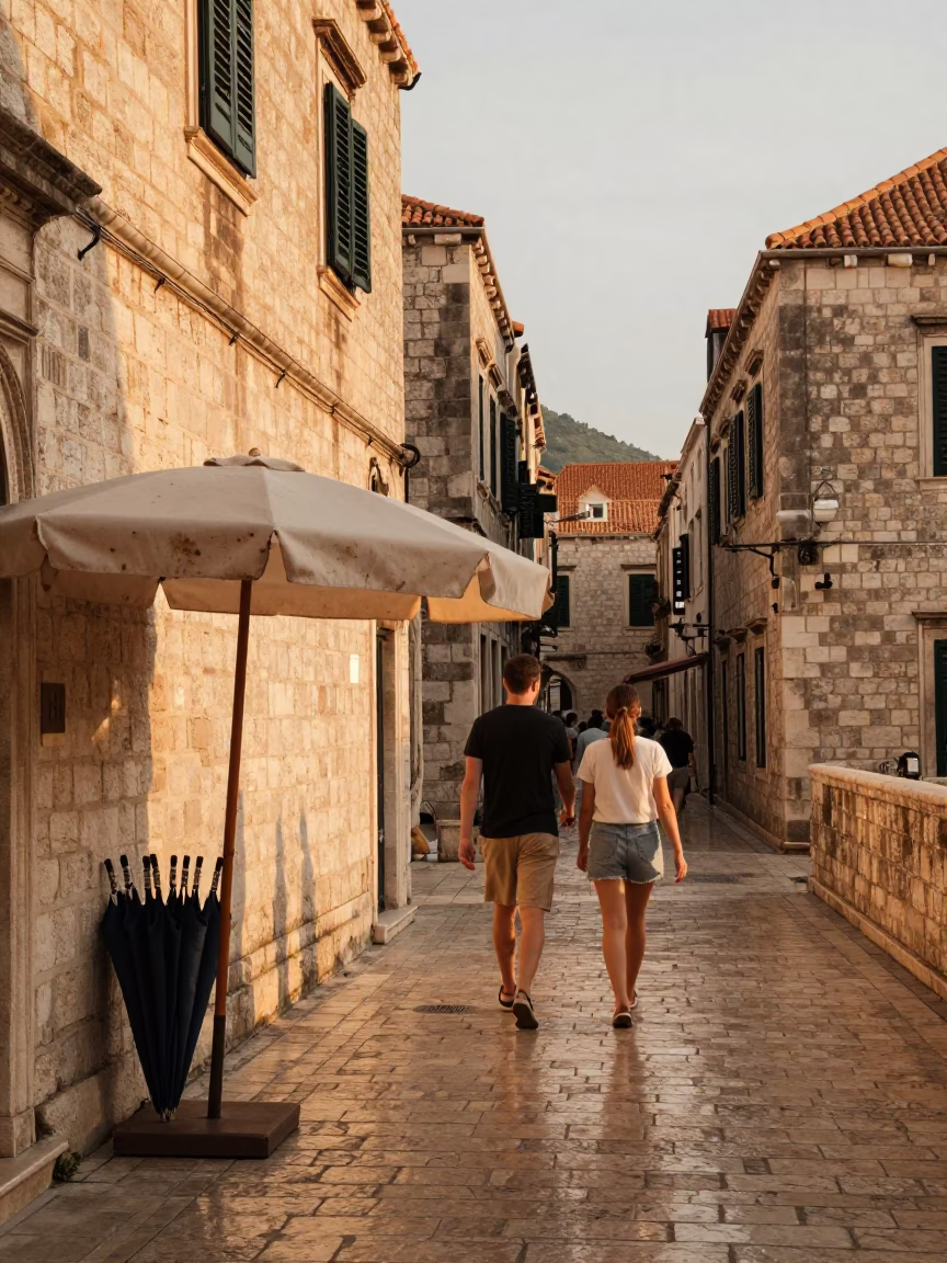 Old Town in Dubrovnik at Honeyed Evening Light in in Dubrovnik, Croatia