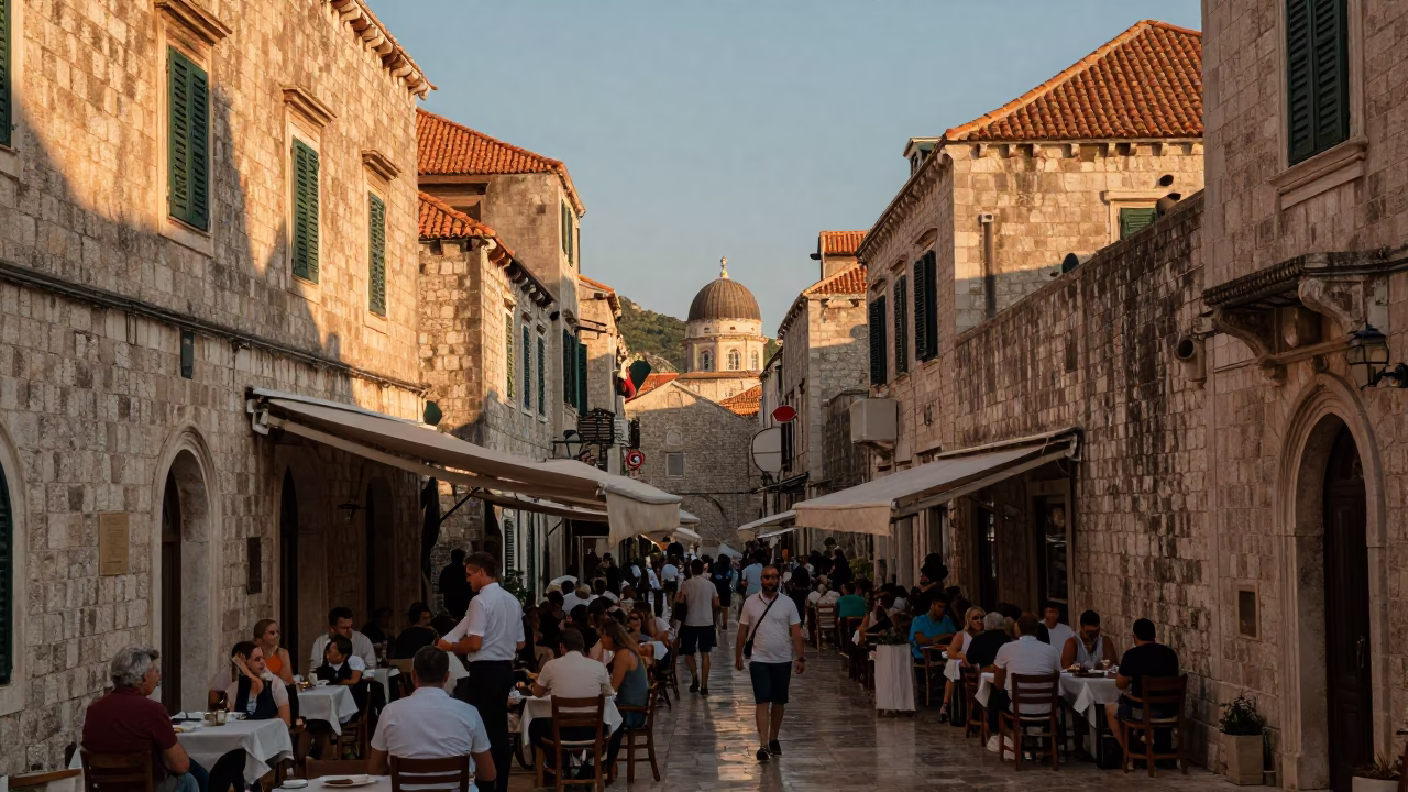 Old Town in Dubrovnik at Sunset Light in in Dubrovnik, Croatia