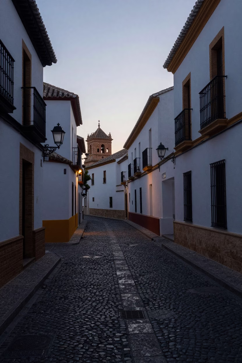 Old Town in Granada at The Still Hours Before Dawn Light in in Granada, Spain