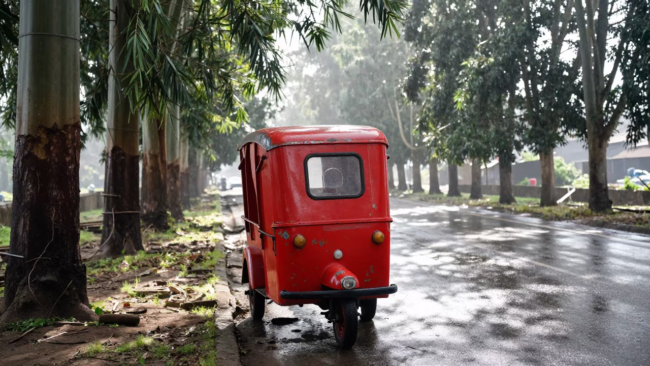 Old Trolley on Bahir Dar Avenue in Dappled Light in near Bahir Dar