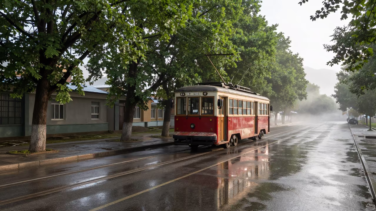 Old Trolley Monsoon Afternoon Tajikistan in in Tajikistan